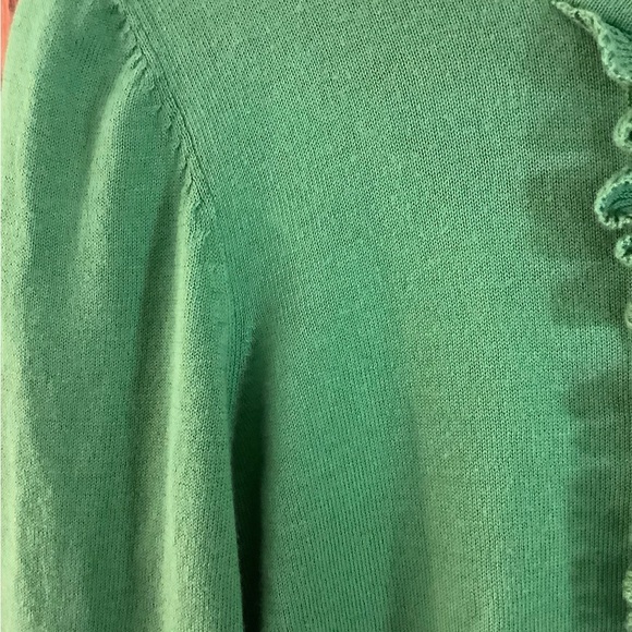 Talbots Green Ruffle Cardigan - Picture 3 of 6